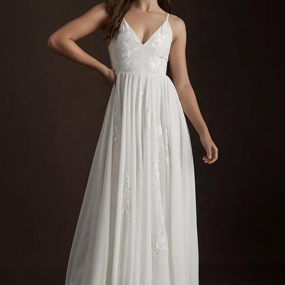 BHLDN Dresses & Skirts - BHLDN BONAIRE GOWN v-neck, embroidered wedding dress